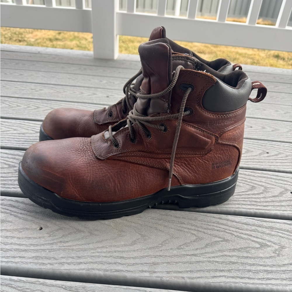 Rockport Works Safety Toe Work Boots Brown Leather Mens Size 15 ASTM